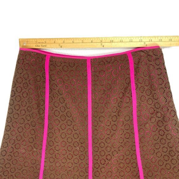 Peck & Peck Lace Layered Midi Skirt Womens 10 Pink Brown Eyelet Boho Coastal - Picture 7 of 12